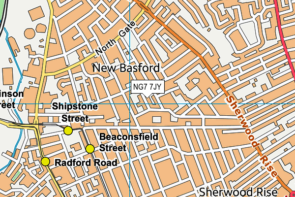 NG7 7JY map - OS VectorMap District (Ordnance Survey)