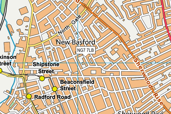 NG7 7LB map - OS VectorMap District (Ordnance Survey)