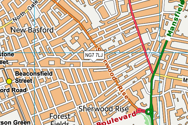 NG7 7LJ map - OS VectorMap District (Ordnance Survey)