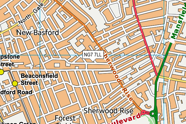 NG7 7LL map - OS VectorMap District (Ordnance Survey)