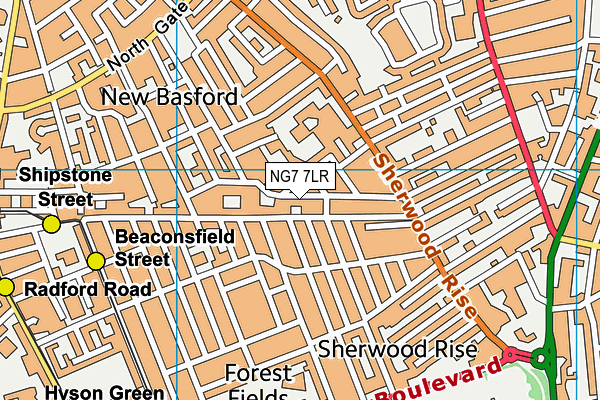 NG7 7LR map - OS VectorMap District (Ordnance Survey)