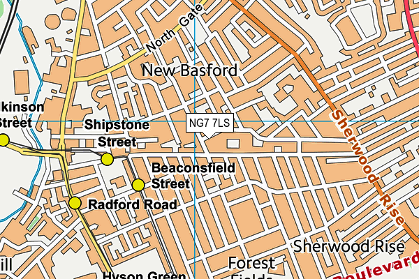 NG7 7LS map - OS VectorMap District (Ordnance Survey)