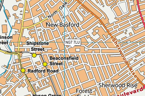 NG7 7LU map - OS VectorMap District (Ordnance Survey)