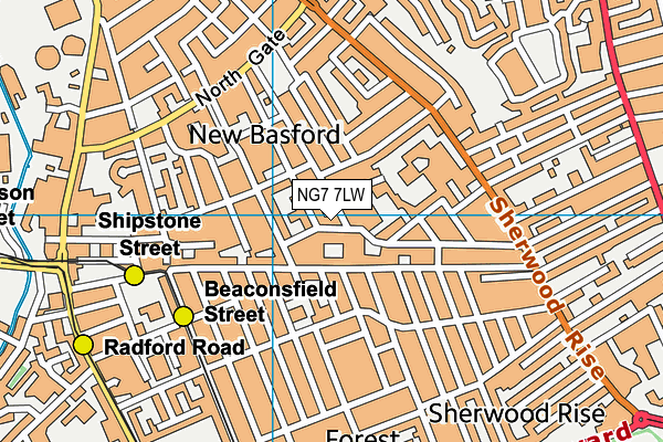 NG7 7LW map - OS VectorMap District (Ordnance Survey)