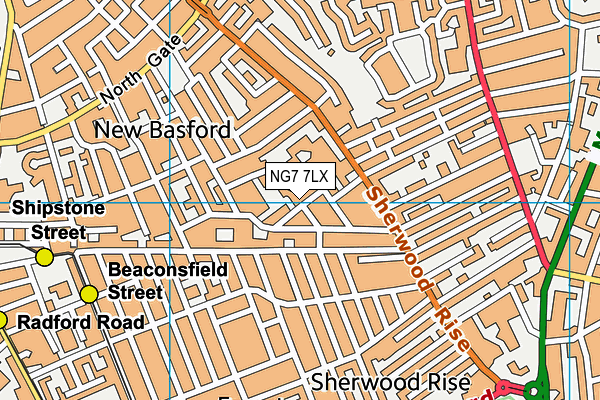 NG7 7LX map - OS VectorMap District (Ordnance Survey)