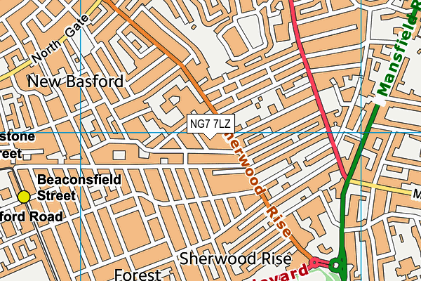 NG7 7LZ map - OS VectorMap District (Ordnance Survey)