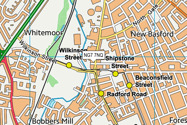 NG7 7NQ map - OS VectorMap District (Ordnance Survey)