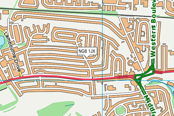 NG8 1JX map - OS VectorMap District (Ordnance Survey)