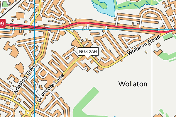 NG8 2AH map - OS VectorMap District (Ordnance Survey)