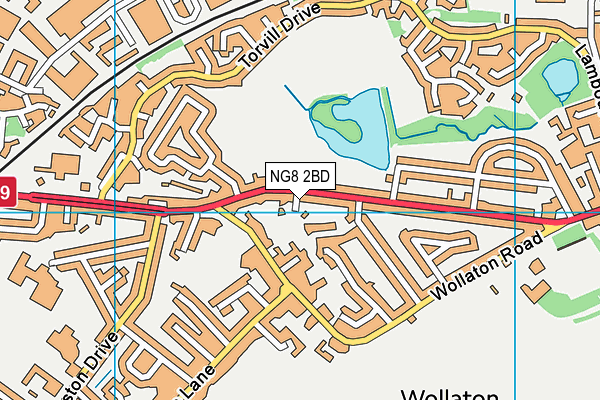 NG8 2BD map - OS VectorMap District (Ordnance Survey)