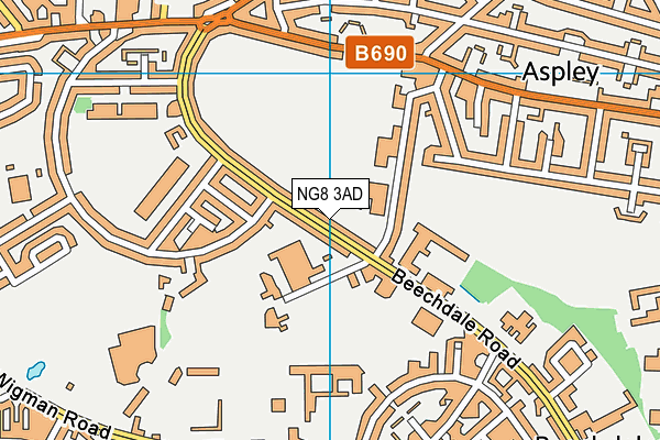 NG8 3AD map - OS VectorMap District (Ordnance Survey)