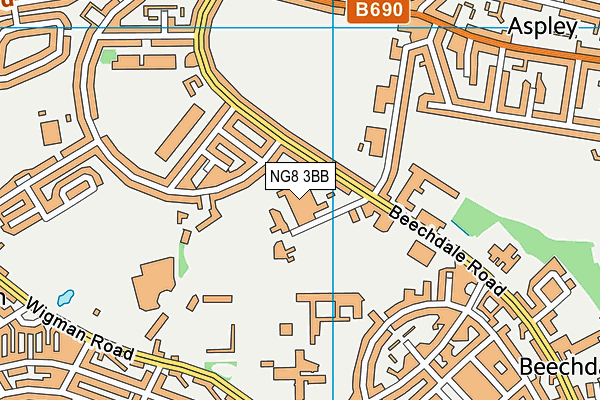 Bluecoat Primary Academy map (NG8 3BB) - OS VectorMap District (Ordnance Survey)