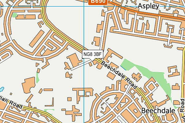 NG8 3BF map - OS VectorMap District (Ordnance Survey)