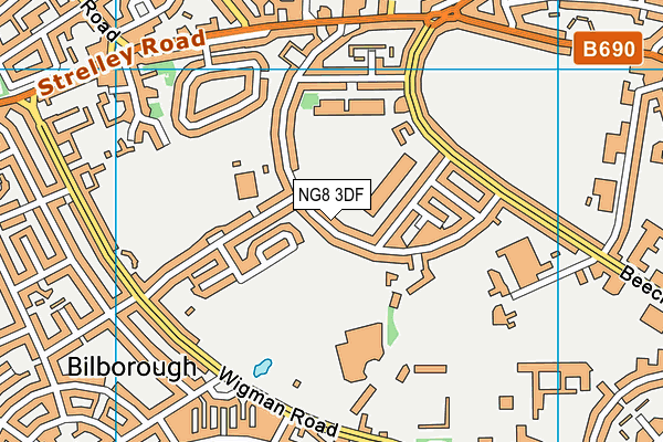 NG8 3DF map - OS VectorMap District (Ordnance Survey)