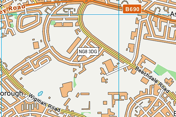 NG8 3DG map - OS VectorMap District (Ordnance Survey)