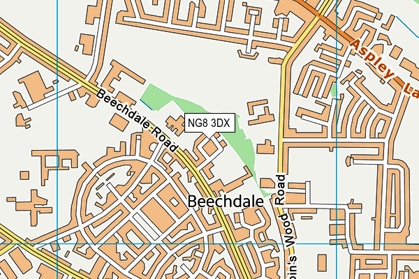 NG8 3DX map - OS VectorMap District (Ordnance Survey)
