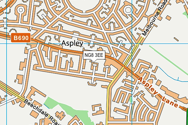 NG8 3EE map - OS VectorMap District (Ordnance Survey)