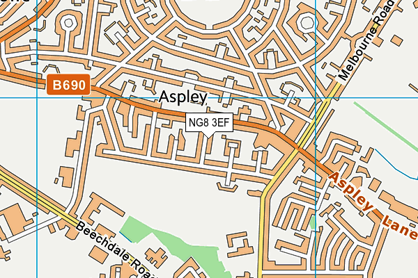 NG8 3EF map - OS VectorMap District (Ordnance Survey)