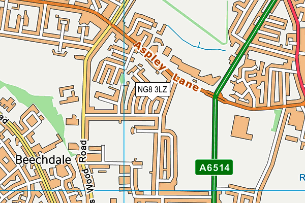 NG8 3LZ map - OS VectorMap District (Ordnance Survey)