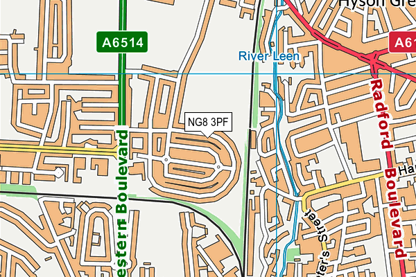 NG8 3PF map - OS VectorMap District (Ordnance Survey)