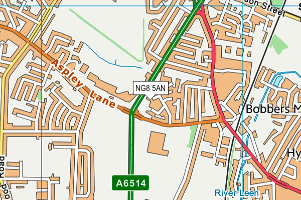 NG8 5AN map - OS VectorMap District (Ordnance Survey)