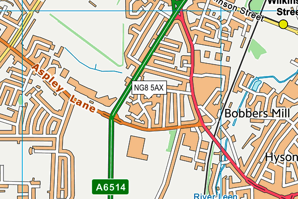 NG8 5AX map - OS VectorMap District (Ordnance Survey)