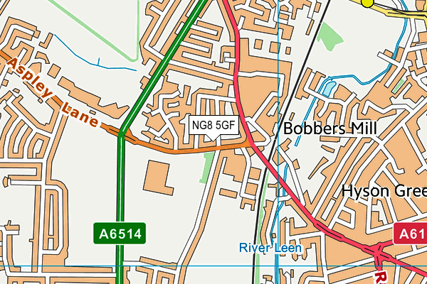 NG8 5GF map - OS VectorMap District (Ordnance Survey)