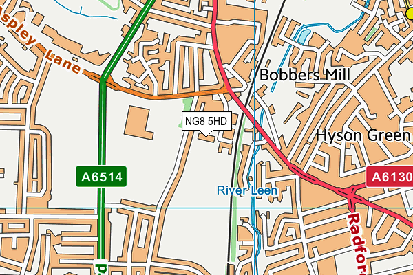 NG8 5HD map - OS VectorMap District (Ordnance Survey)