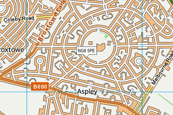 NG8 5PE map - OS VectorMap District (Ordnance Survey)