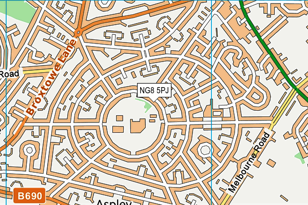 NG8 5PJ map - OS VectorMap District (Ordnance Survey)