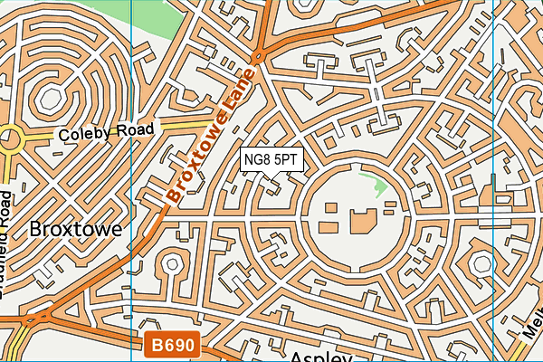 NG8 5PT map - OS VectorMap District (Ordnance Survey)