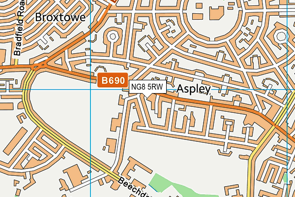 NG8 5RW map - OS VectorMap District (Ordnance Survey)