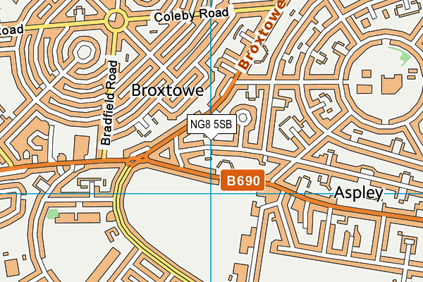 NG8 5SB map - OS VectorMap District (Ordnance Survey)