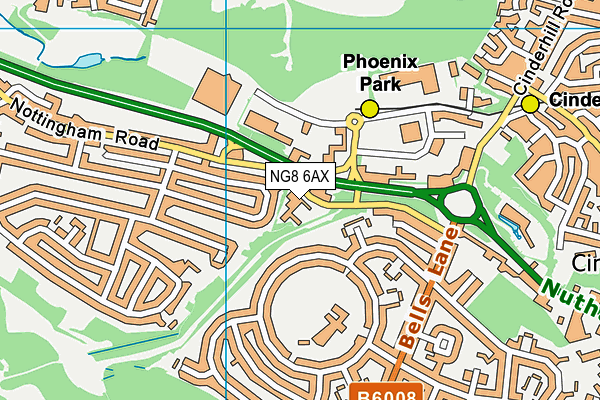 NG8 6AX map - OS VectorMap District (Ordnance Survey)