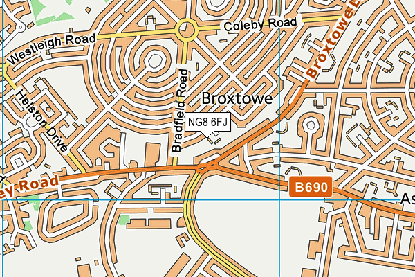 NG8 6FJ map - OS VectorMap District (Ordnance Survey)