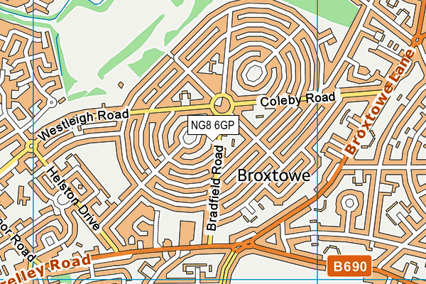 NG8 6GP map - OS VectorMap District (Ordnance Survey)