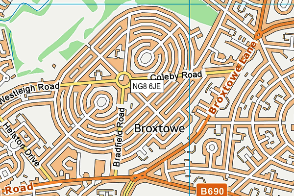 NG8 6JE map - OS VectorMap District (Ordnance Survey)