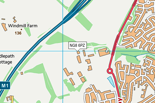 NG8 6PZ map - OS VectorMap District (Ordnance Survey)