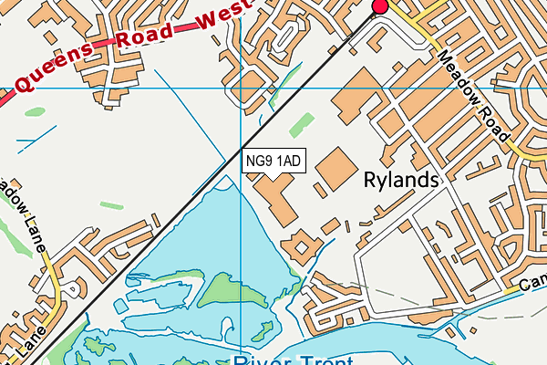 NG9 1AD map - OS VectorMap District (Ordnance Survey)