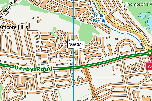 NG9 3AF map - OS VectorMap District (Ordnance Survey)