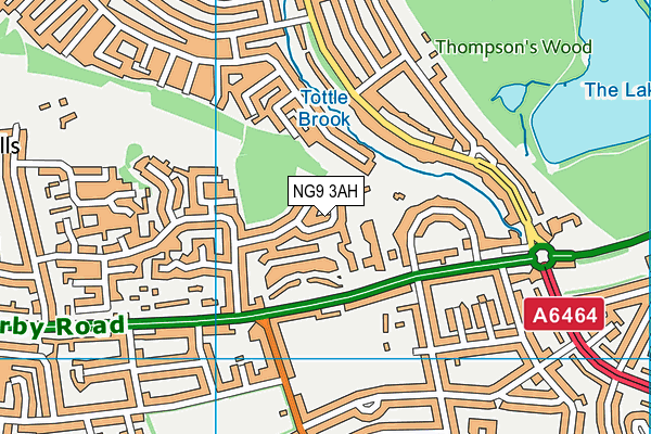 NG9 3AH map - OS VectorMap District (Ordnance Survey)