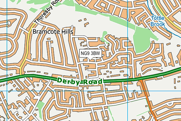 NG9 3BW map - OS VectorMap District (Ordnance Survey)