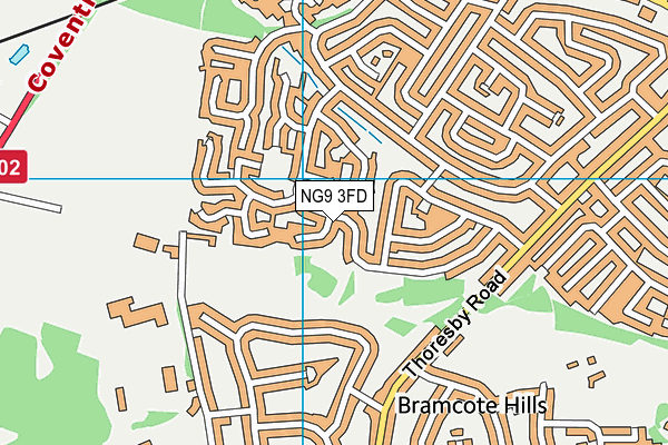 NG9 3FD map - OS VectorMap District (Ordnance Survey)