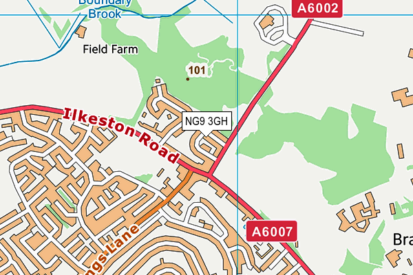 NG9 3GH map - OS VectorMap District (Ordnance Survey)