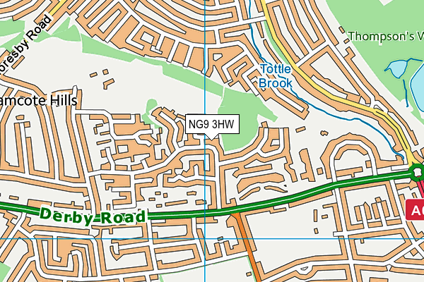 NG9 3HW map - OS VectorMap District (Ordnance Survey)