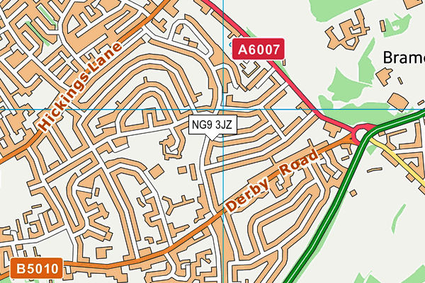 NG9 3JZ map - OS VectorMap District (Ordnance Survey)