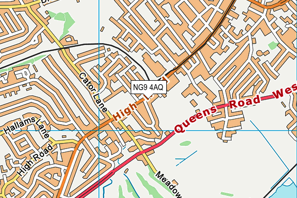 NG9 4AQ map - OS VectorMap District (Ordnance Survey)