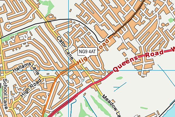 NG9 4AT map - OS VectorMap District (Ordnance Survey)
