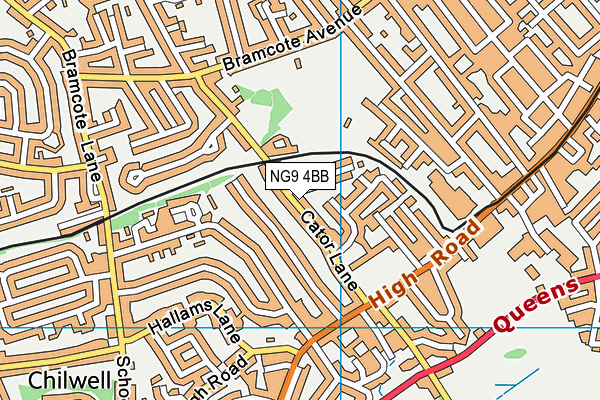 The Lanes Primary School map (NG9 4BB) - OS VectorMap District (Ordnance Survey)