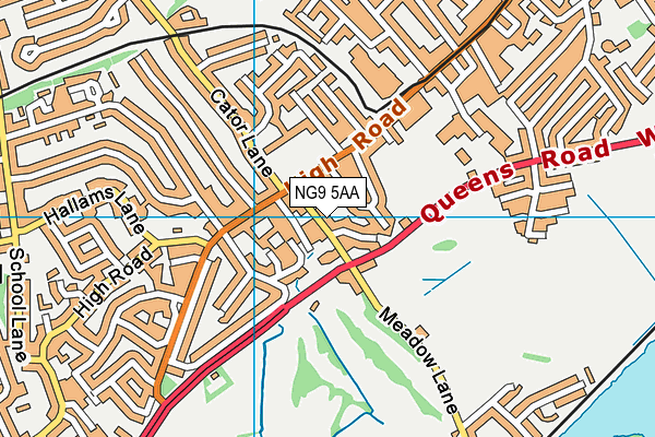 NG9 5AA map - OS VectorMap District (Ordnance Survey)